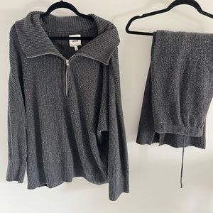 Aerie Waffle Zip Up Set Size L (pant and shirt)